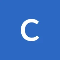White letter C on a solid blue square background.