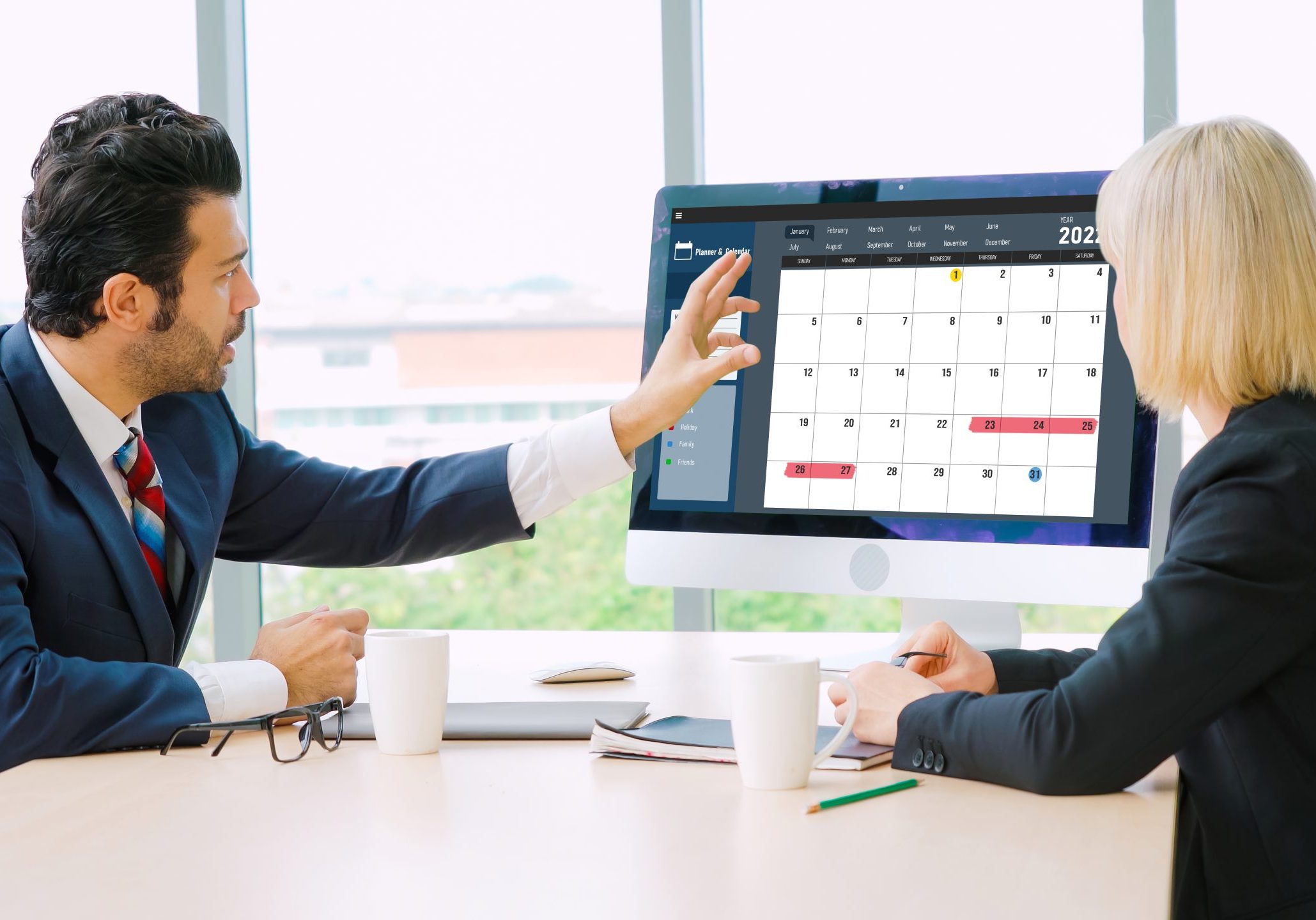 Calendar on computer software application for modish schedule planning for personal organizer and online business