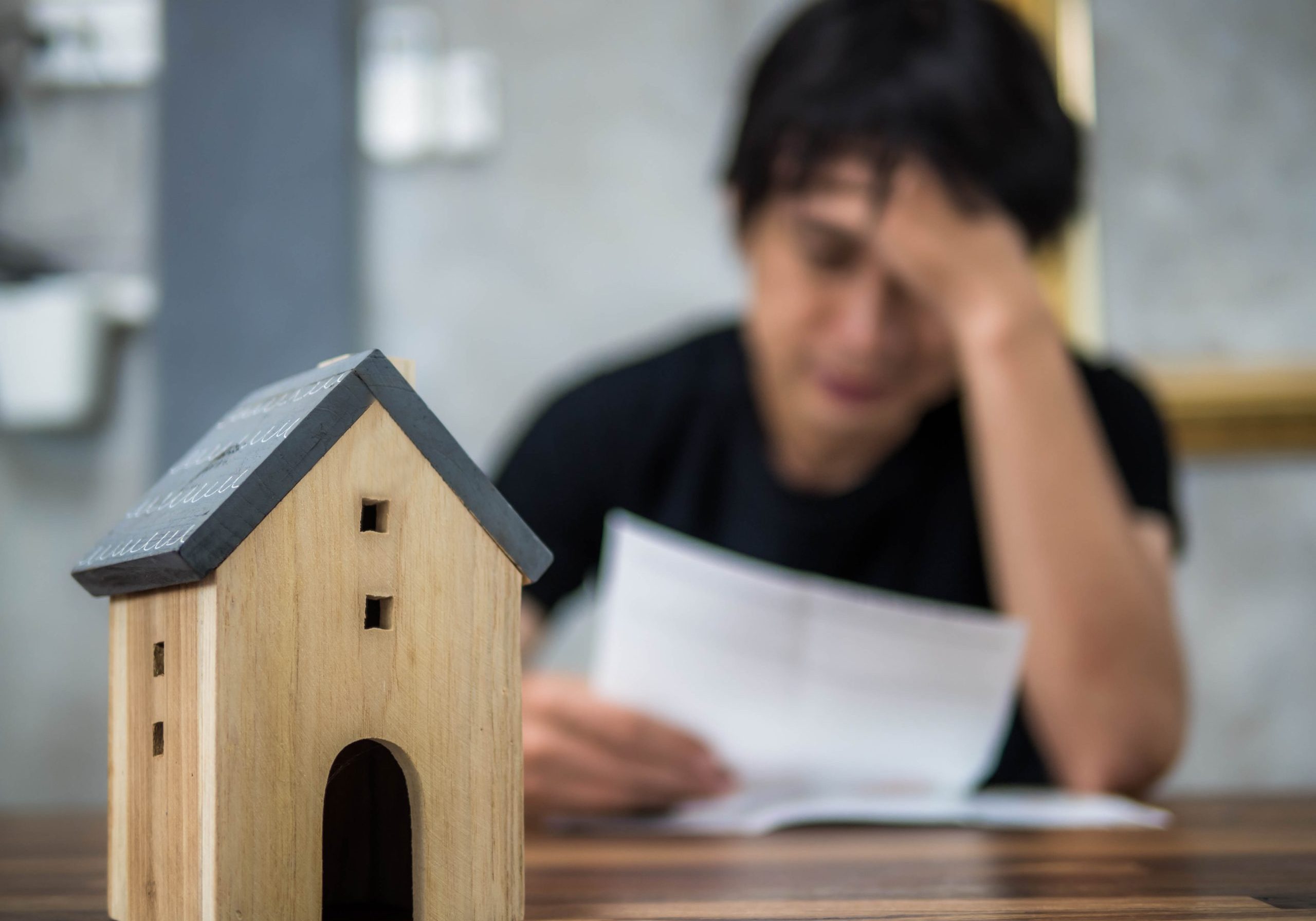 Man having financial problems with home debt, Money concept., real estate, buy an apartment